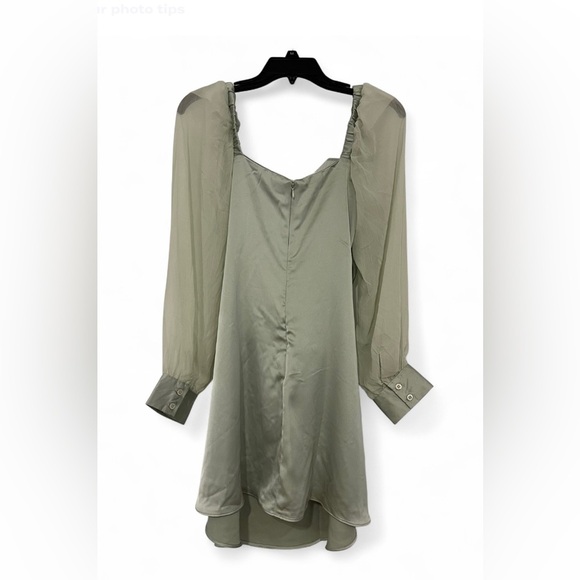 sage green satin dress - Picture 3 of 3